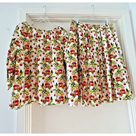 Brooks Brothers Cherry Spring Summer Skirt 14 Blouse 16 Set Retro Cottage Fairy - Picture 1 of 9